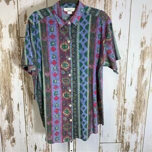 Victoria Jones Woman, Vintage Multicolor Button Down Shirt. Size 1X. 1990's